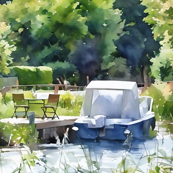 Print of Original Water Colour A4 Pleasure Boat on The Fens Norfolk
