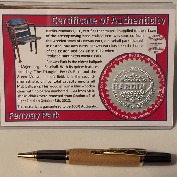 Fenway Park Ballpoint Pen, Home of the Red Sox, Handmade Baseball Gift