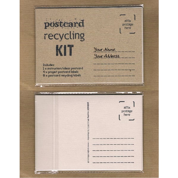 POSTCARD RECYCLING KIT Looseleaf mail art zine - upcycle projects