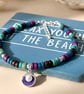 Handmade Wooden Heishi Bead Anklet with Purple Pearl Shell Charm