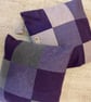 100% Wool Tweed Cushion Covers, Unique Patchwork with Zips. Various colours. 18" - Image 2