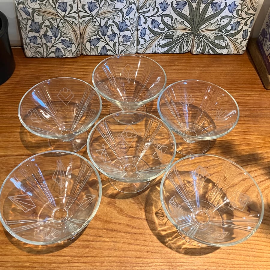 Hand Engraved Vintage Sundae Dishes