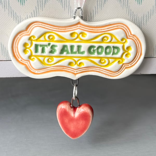 Small Ceramic dangly decoration with heart