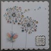 3D Luxury Handmade Card It's Your Birthday Make A Wish Gems Dandelions Butterfly