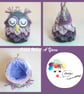 Grey and purple crochet, crocheted owl coin purse - Image 1