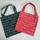 Gift bags, red, green Xmas gift bags, two Christmas wishes gift bags, gift wrap