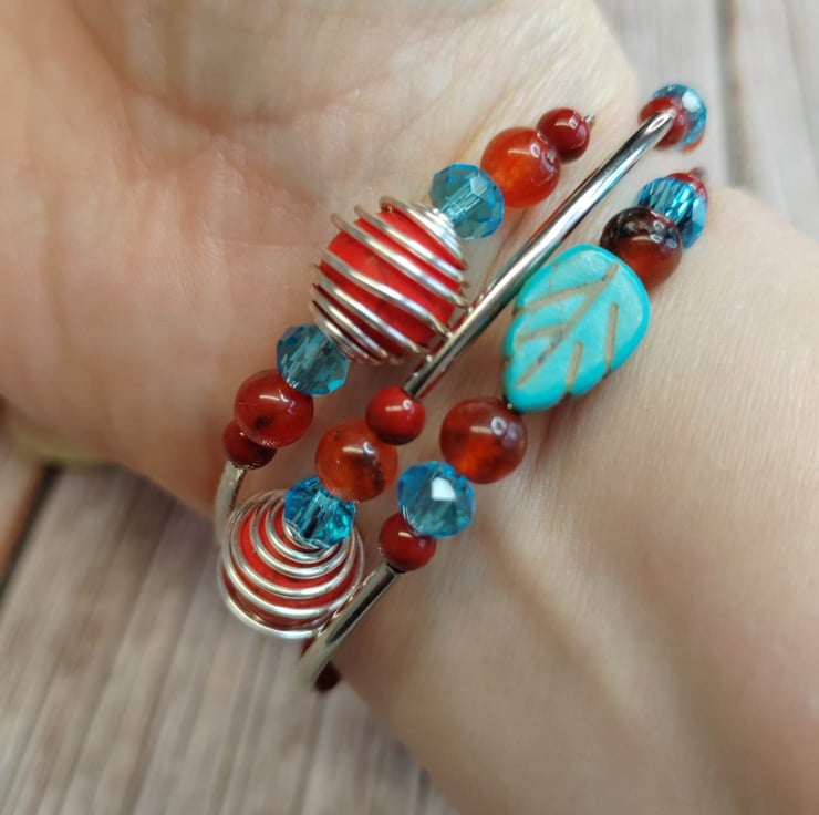 Wrap around memory wire bracelet with gemstones... - Folksy