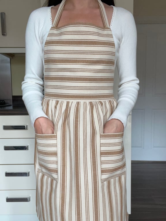 Handmade Striped Cotton Yellow Apron
