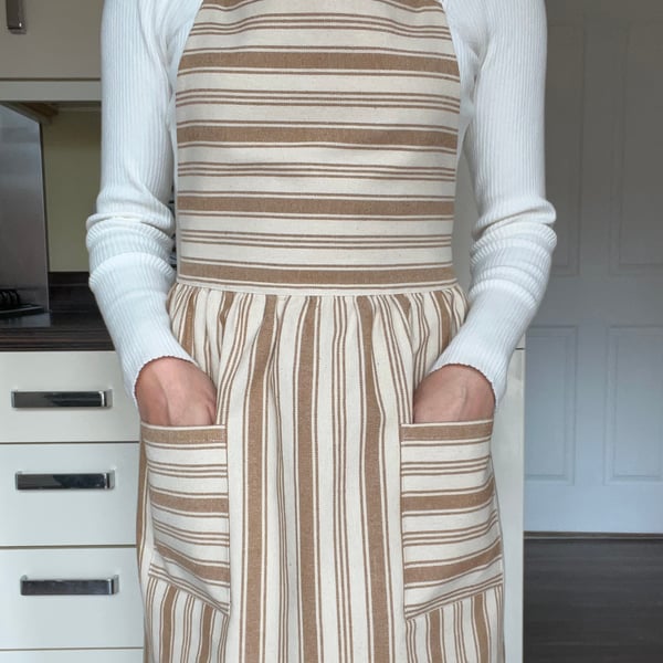 Handmade Striped Cotton Yellow Apron