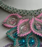 Colourful Seed Bead and Crystal handmade Necklace - leaf pattern Fall - Image 8