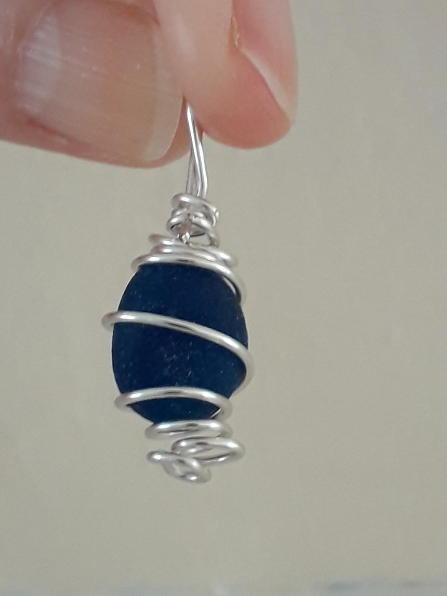 September Birthstone Necklace - Rare Cobalt Blue Sea Glass Jewellery