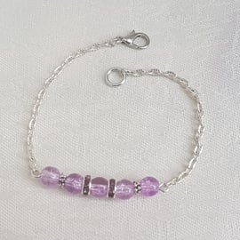 SALE - Gorgeous Violet Glass Bead and Chain Bracelet