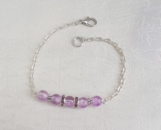 SALE - Gorgeous Violet Glass Bead and Chain Bracelet