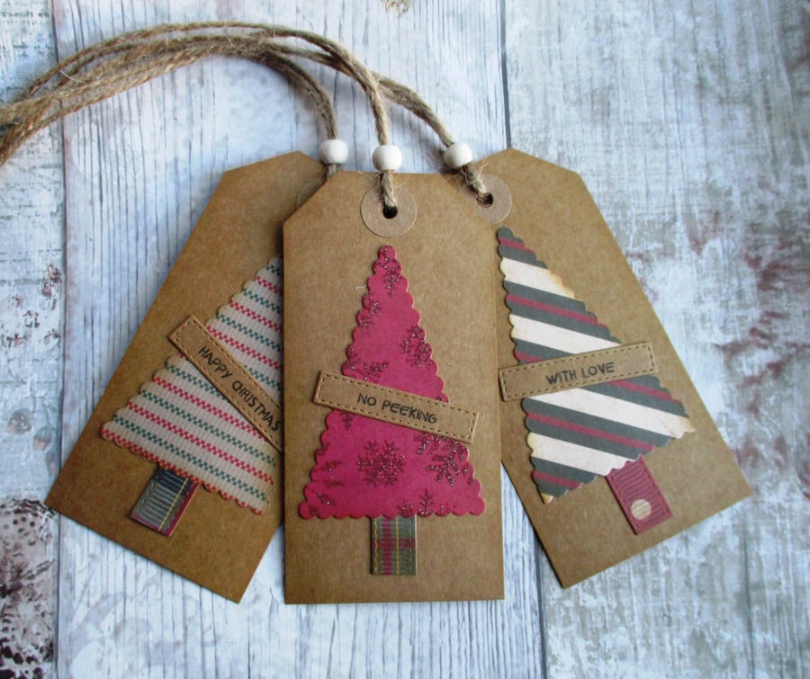 Set of 3 Christmas Tree gift tags