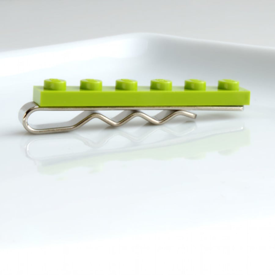 Lime Green Lego Tie Clip for Weddings Fun & Special Occasions