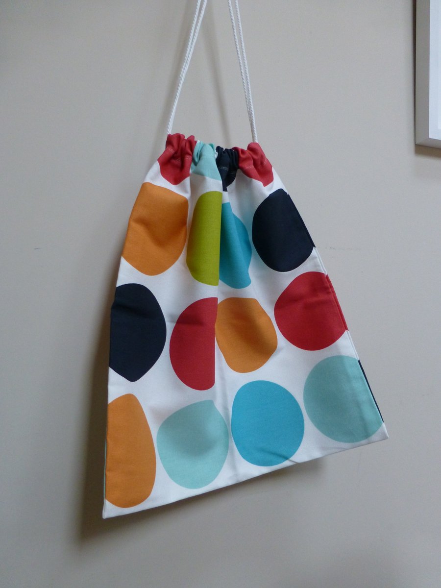 Kit bag for PE or swimming in bright spotted material