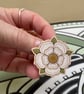 White Rose of York Wooden Pin Badge - War of Roses - House of York Gift