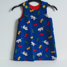 Age 2 years, needlecord dress, A line dress, pinafore, dress, dogs, spotty dog