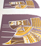 Scandi Mummy and Baby Bird in Purple and Mustard - A3 - Image 2