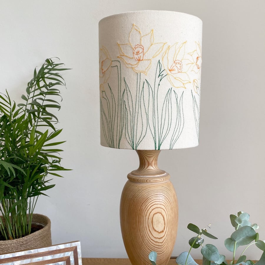 Embroidered Daffodil lampshade