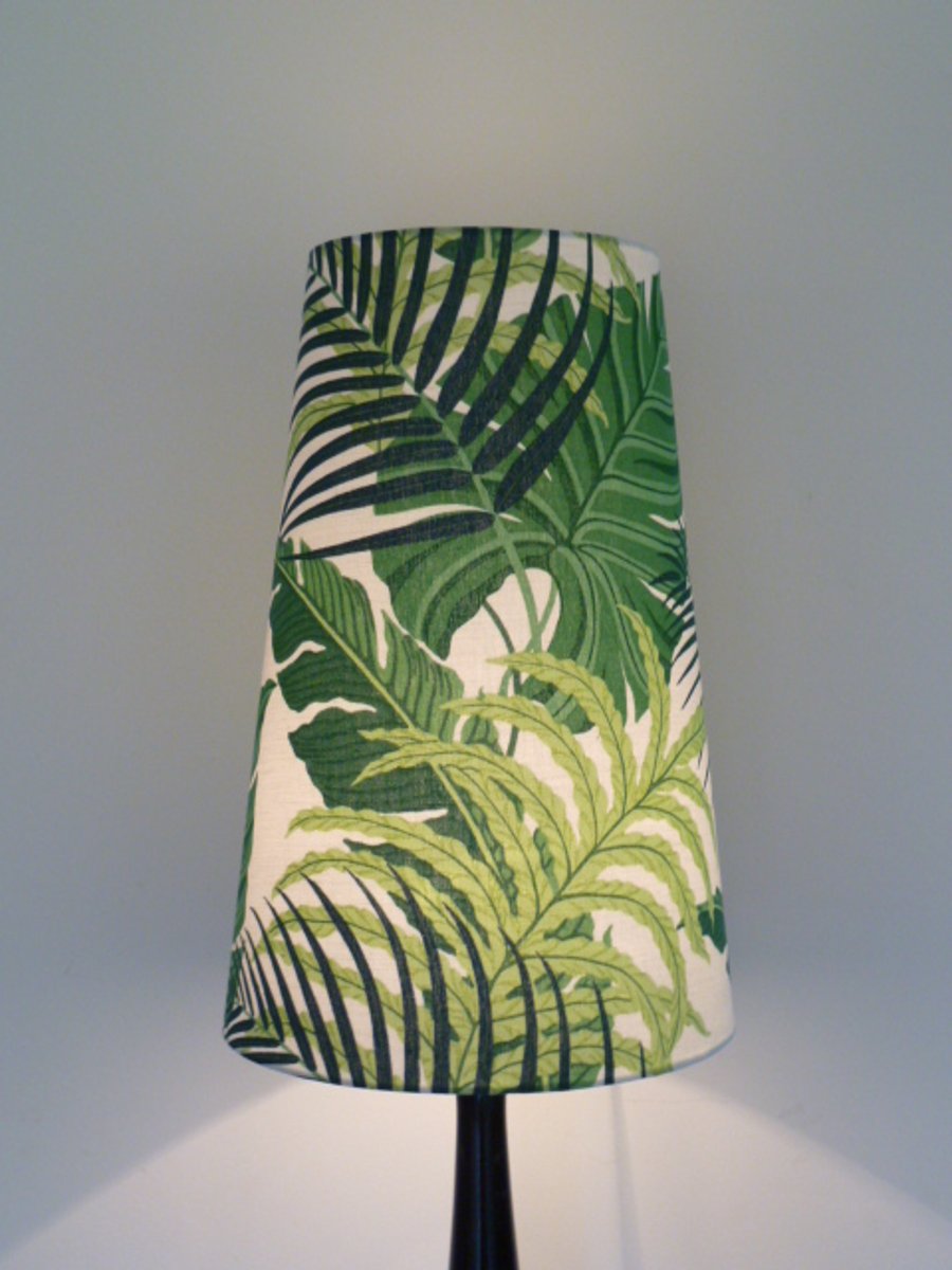 Tall Sanderson's Manila Discovery Fabric covered Lampshade  