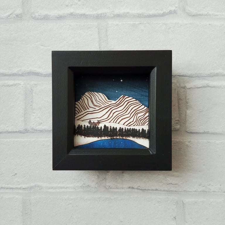 Snowy Mountains Picture, Miniature Scottish Wilderness, Winter Landscape