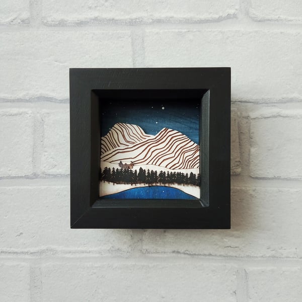 Snowy Mountains Picture, Miniature Scottish Wilderness, Winter Landscape