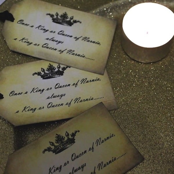 Narnia Quote Vintage Style Tags, Once a King or Queen - Set of 10