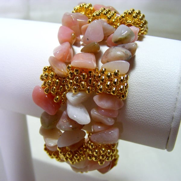 Pink Opal Gemstone Bangle