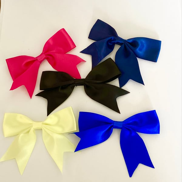 5 Satin ribbon bows 8cm choice of colours 