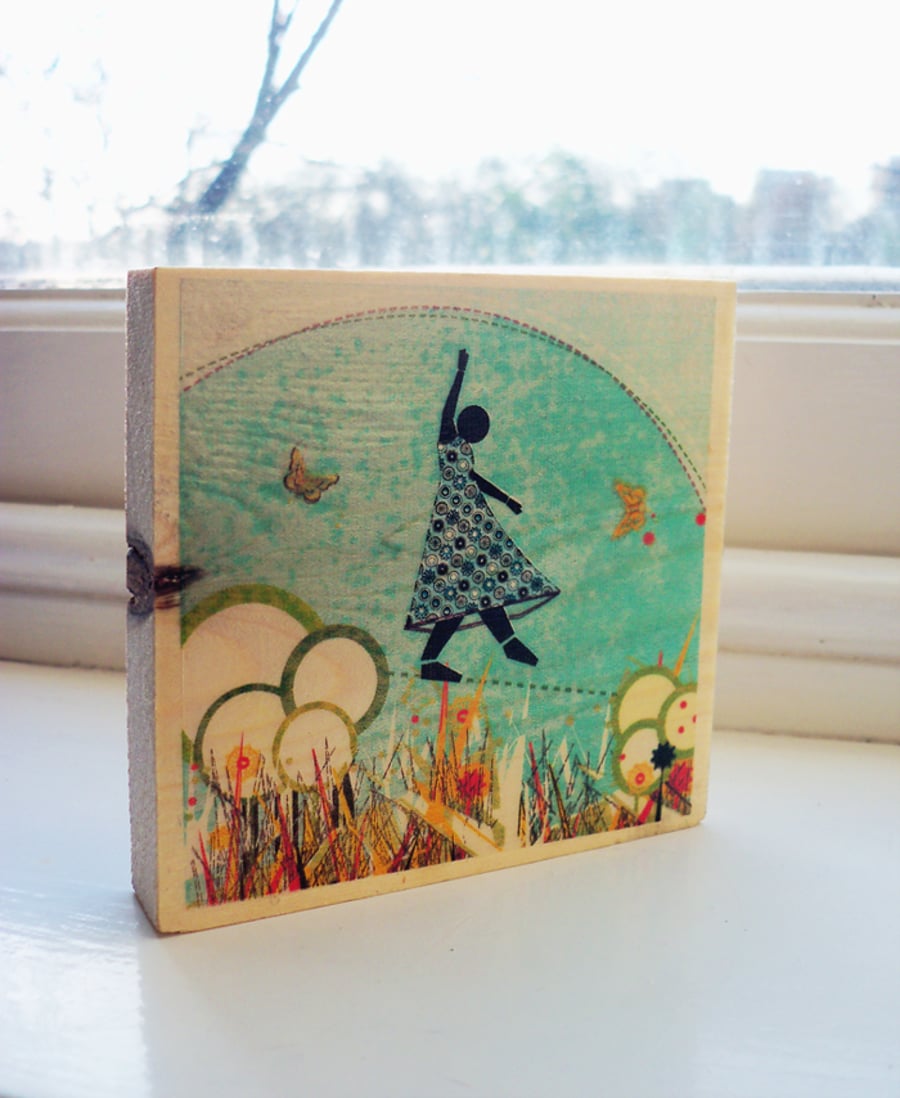 Tight Rope Walker - Decal Print Mounted on Spruce Wood