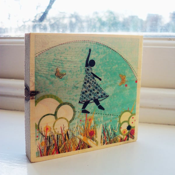 Tight Rope Walker - Decal Print Mounted on Spruce Wood