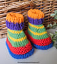 Bright Pure Cotton Aran Baby Booties 0-3 months size 