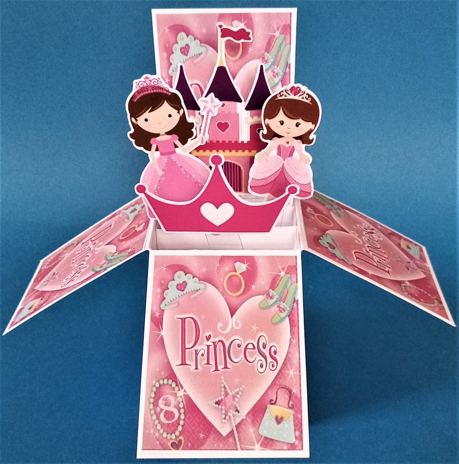 Girls princess 8th Birthday Card