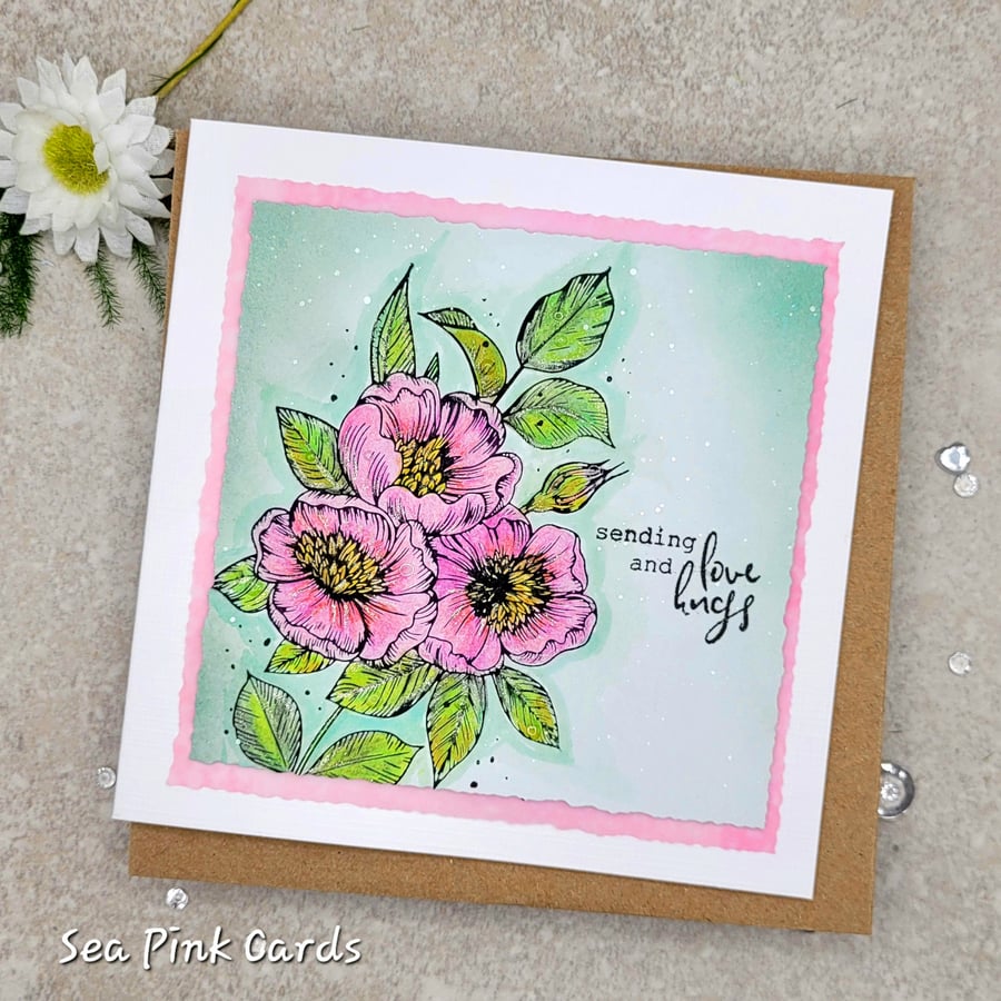 Thinking of You Card - floral, watercoloured, encouragement