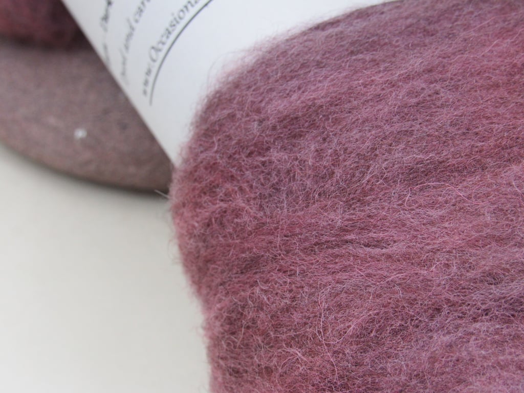 50g Cochineal and Indigo Plum Purple Naturally Dyed Shetland Wool Batt