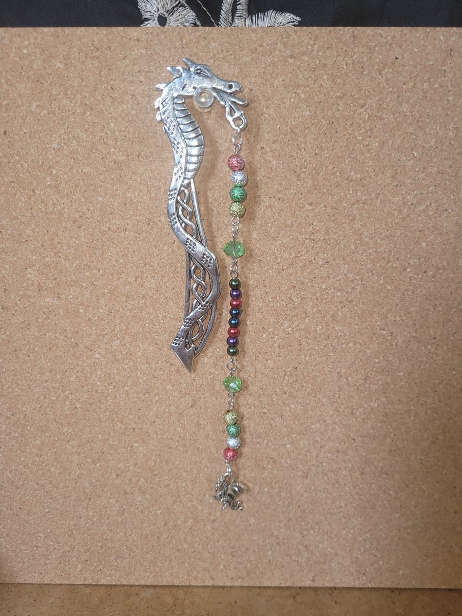 Beaded Metal Bookmark - Multicoloured Dragon