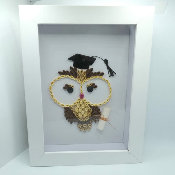 Quilled Graduate Owl Box Frame 