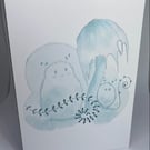 Blue Mushroom Card, A6 Card