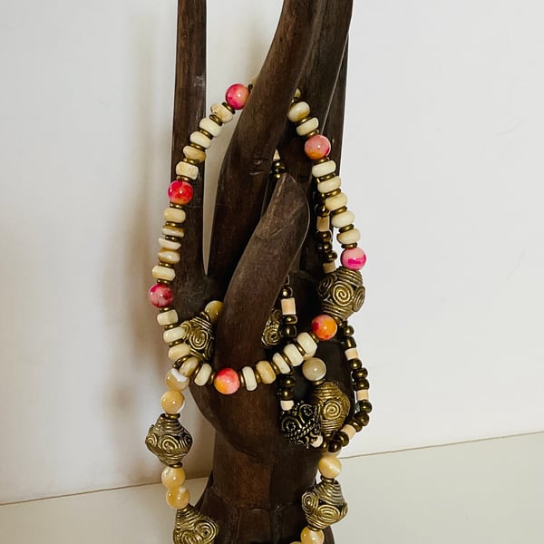 Trio of stacking beaded bracelets ethnic style bracelets stretch bracelets 