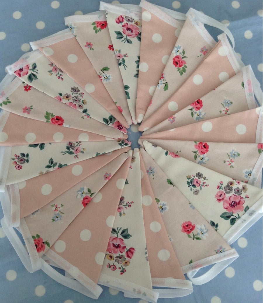 Cath Kidston Shabby chic cotton fabric bunting, banner, wedding,party flags