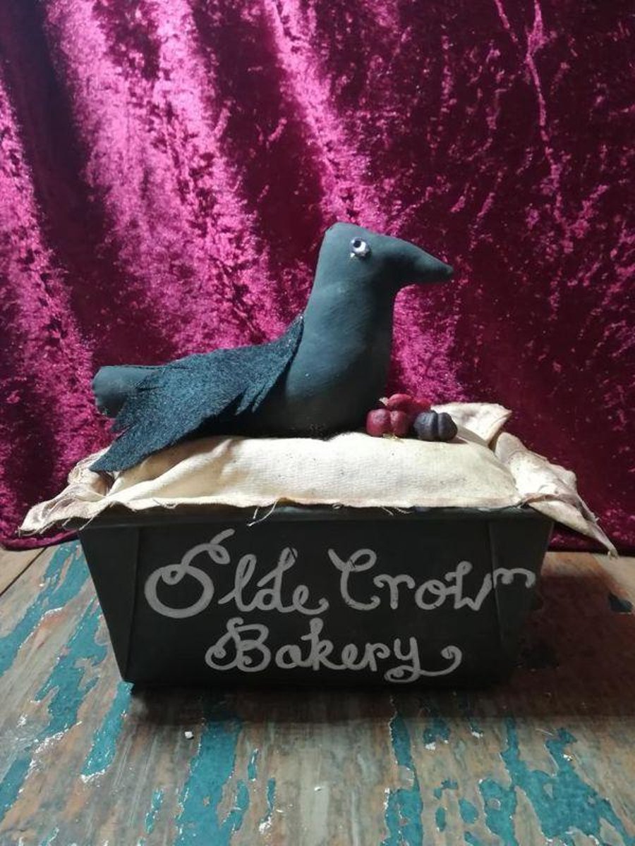 Primitive Bird piece, textile art display, primitive, Folk art bird, crow 