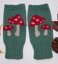 Wool Knitted Fingerless Gloves with a Toadstool Motif - Image 2