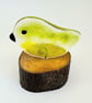 Fused Glass Bird on Wooden Log Handmade Glass Bird Sculpture Unique Nature-Inspi - Image 2