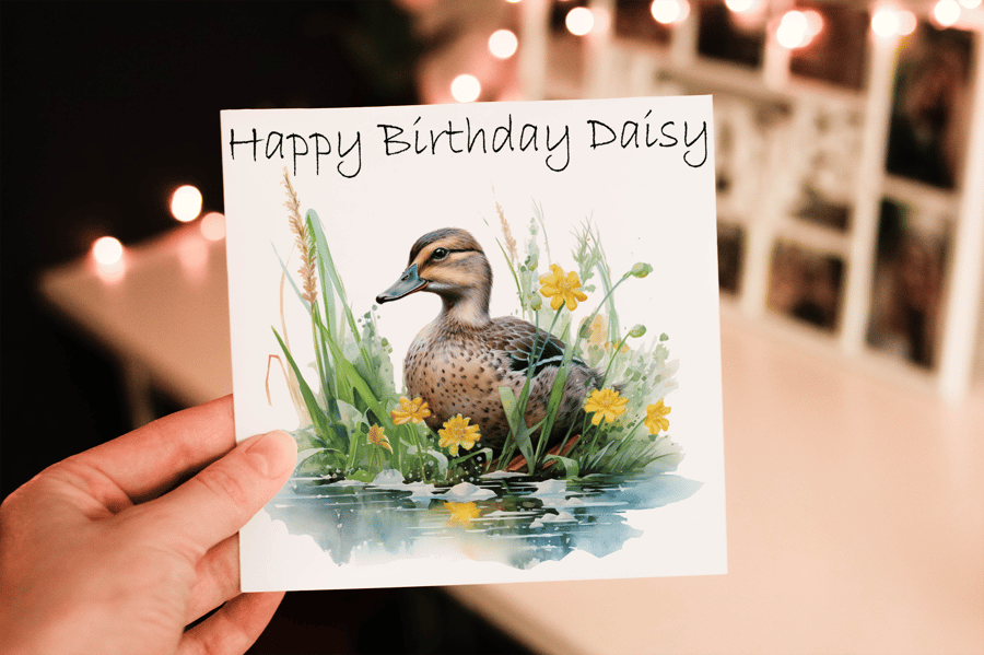 Duck Birthday Card, Duck  Birthday Card, Personalized Card, Duck Greeting Card