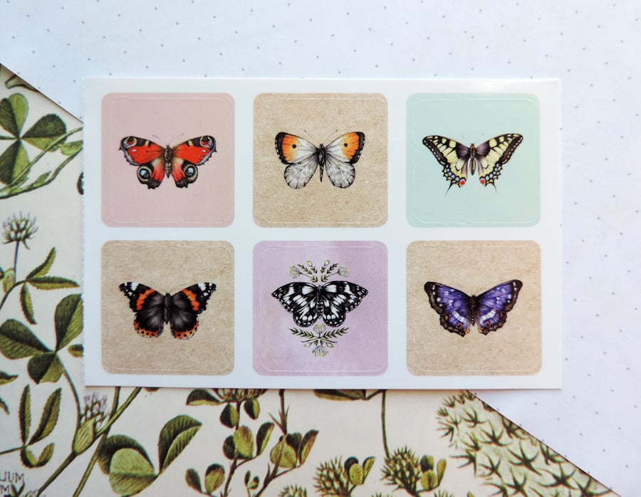 Illustrated Watercolour Butterfly Stickers Scrapbook Planner