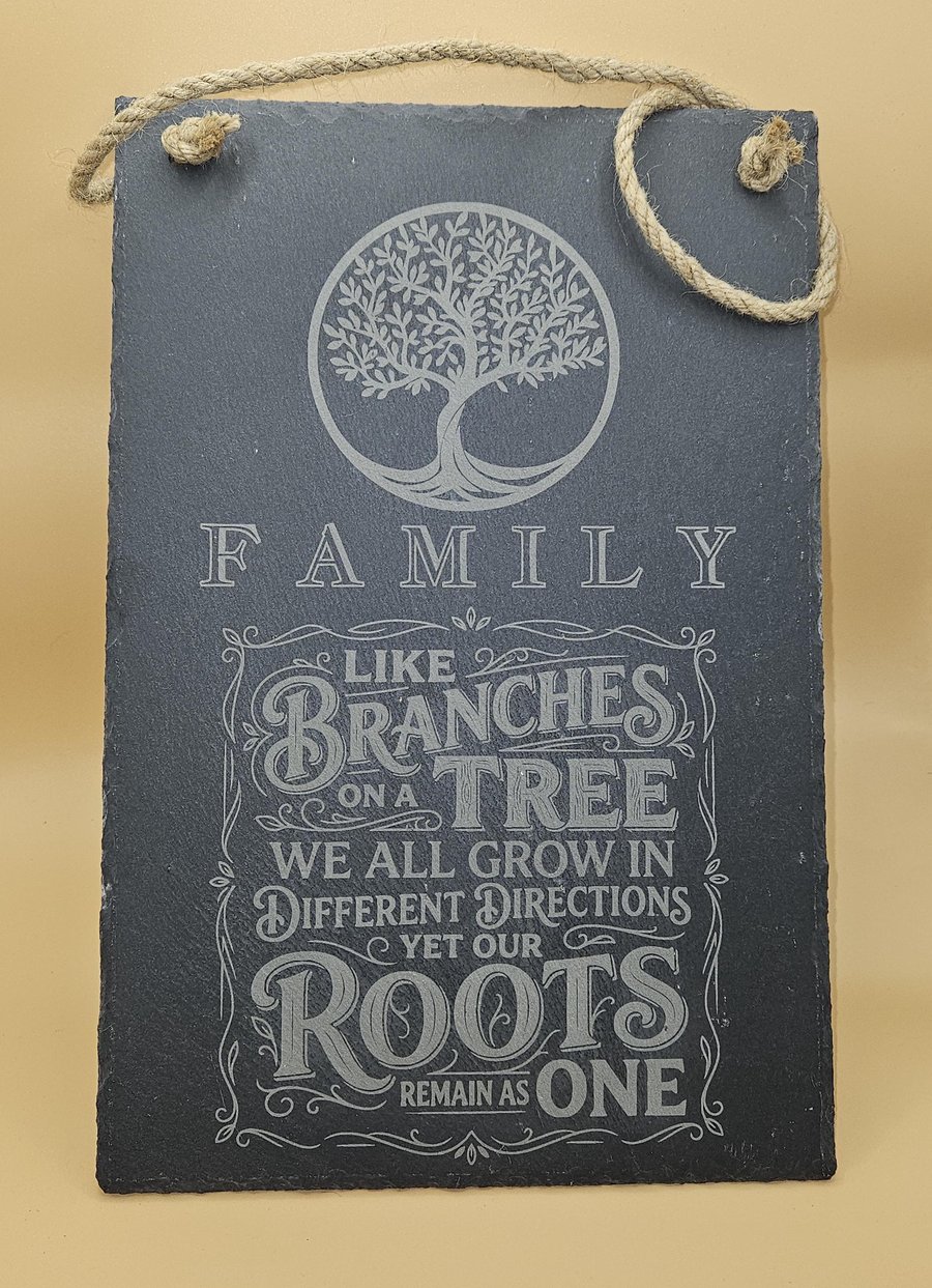 Image of Family Like Branches on a Tree Slate Plaque Tree of Life Wall Hanging Engraved F