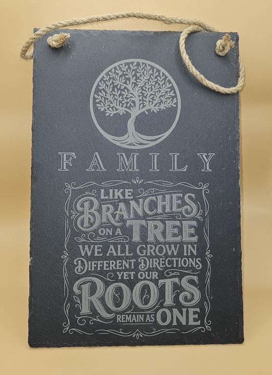 Family Like Branches on a Tree Slate Plaque Tree of Life Wall Hanging Engraved F