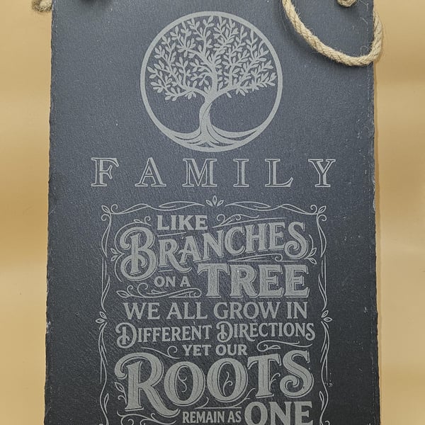 Family Like Branches on a Tree Slate Plaque Tree of Life Wall Hanging Engraved F