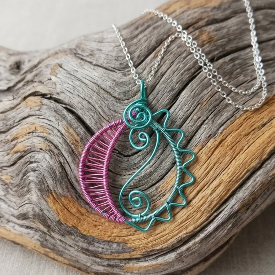 Wire Work Sun And Moon Necklace